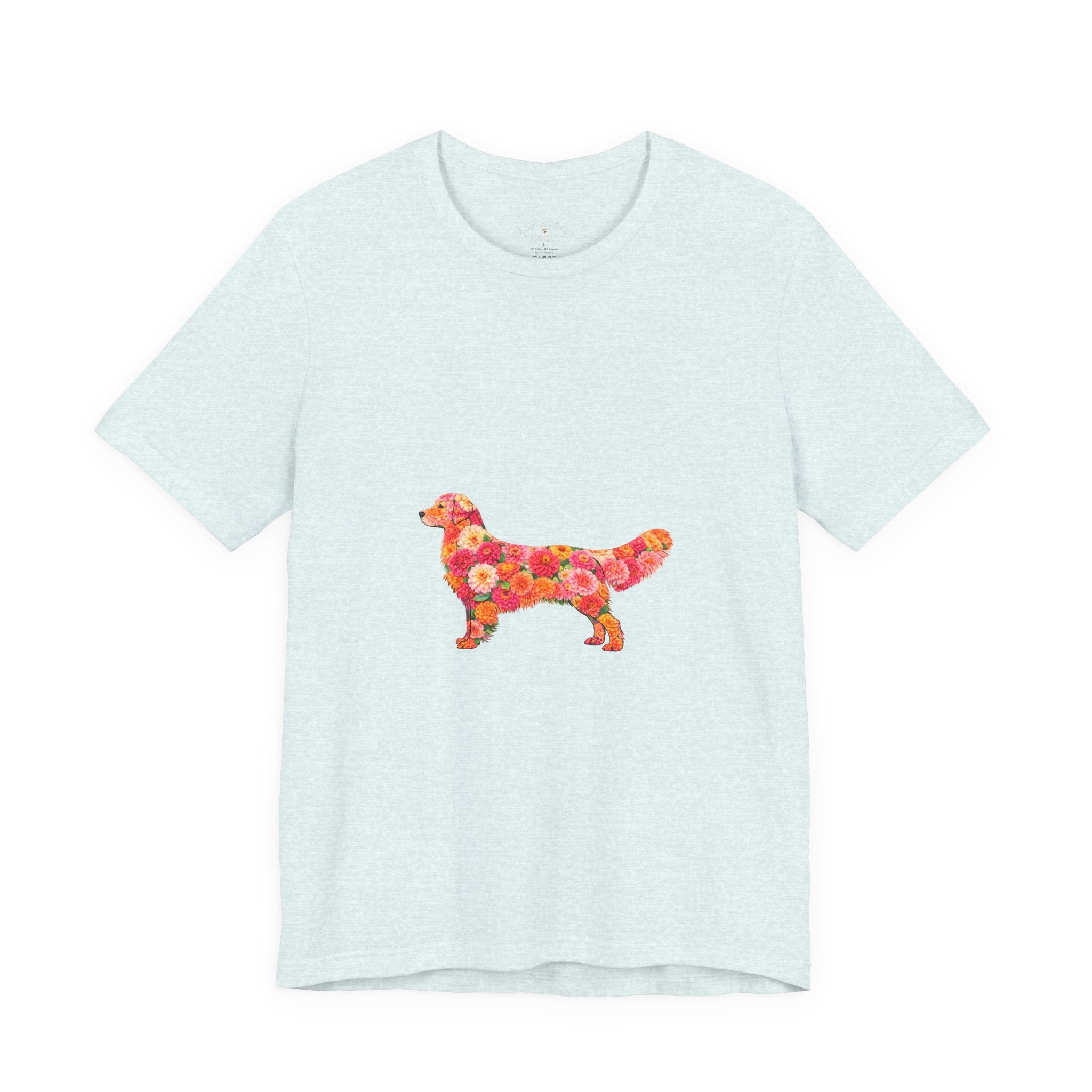 Floral Golden Retriever T-Shirt — Cute Dog Silhouette with Flower Pattern
