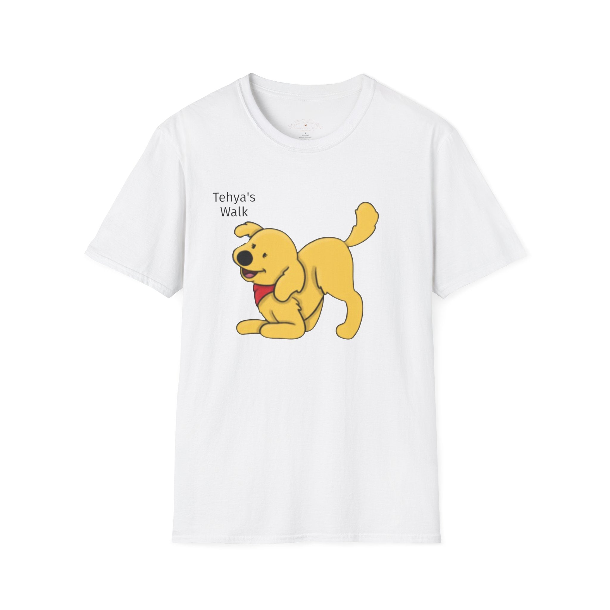 Cute Dog Cartoon T-Shirt — "Tehya's Walk" Cute Yellow Puppy Tee