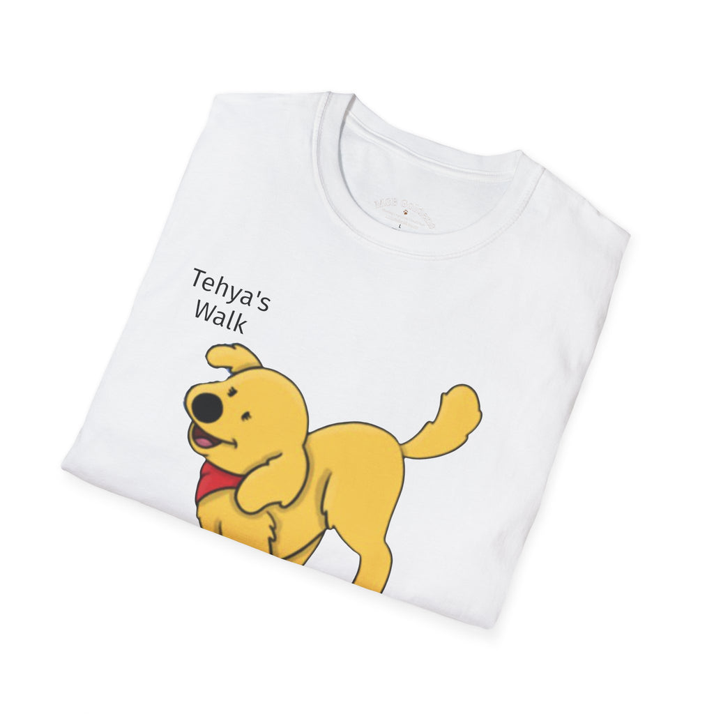 Cute Dog Cartoon T-Shirt — "Tehya's Walk" Cute Yellow Puppy Tee