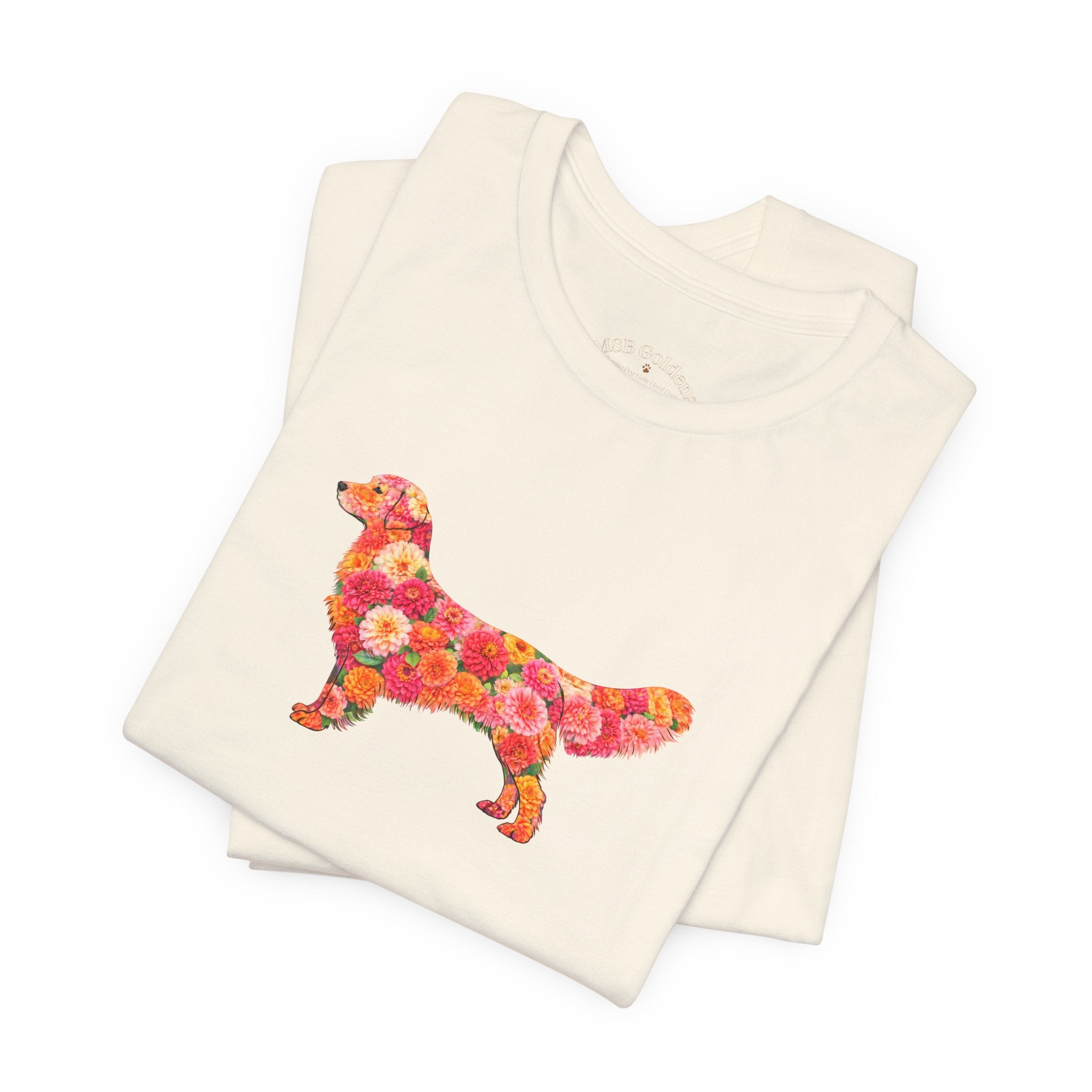 Floral Golden Retriever T-Shirt — Cute Dog Silhouette with Flower Pattern