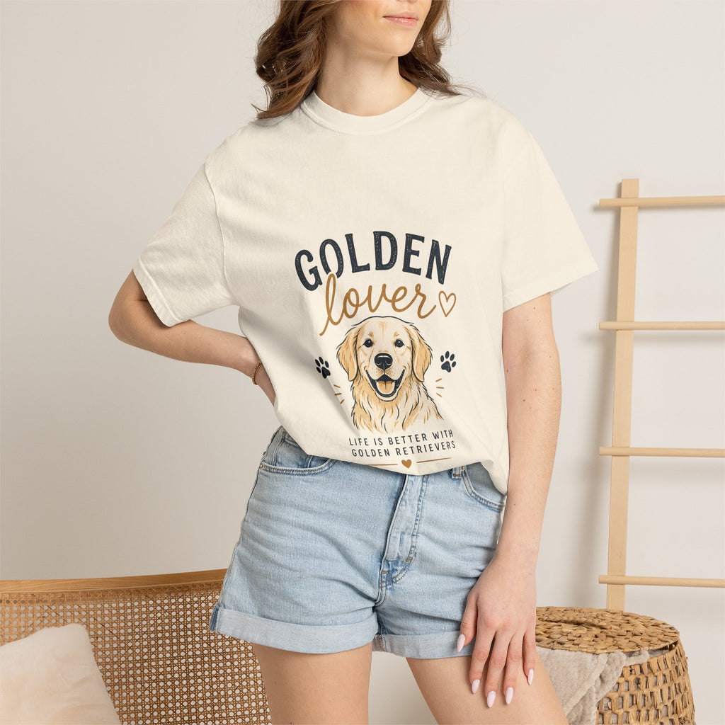 Golden Retriever Lover T-Shirt — "Golden Lover" Graphic Tee for Dog Owners