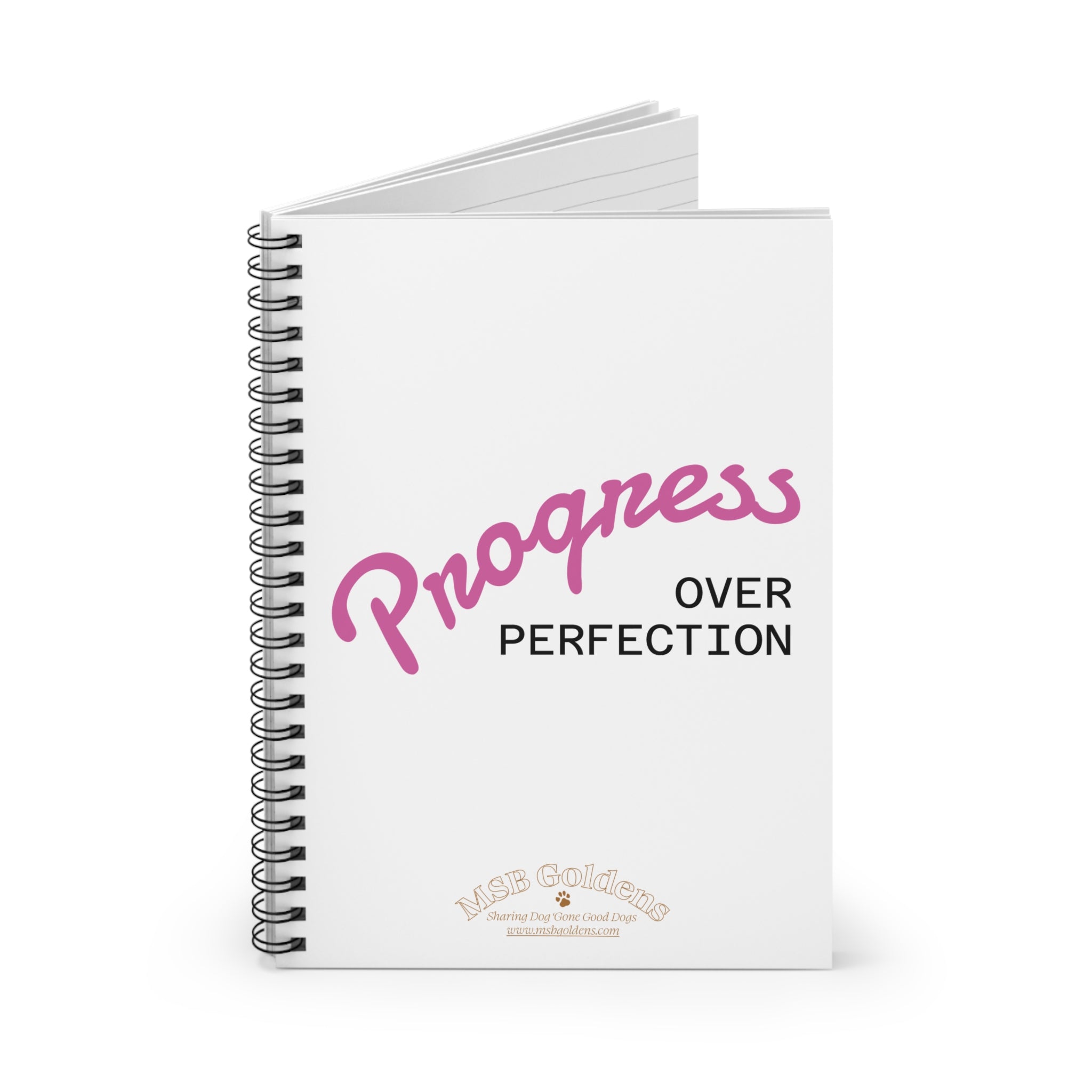 Spiral Notebook — "Progress Over Perfection" Ruled Journal