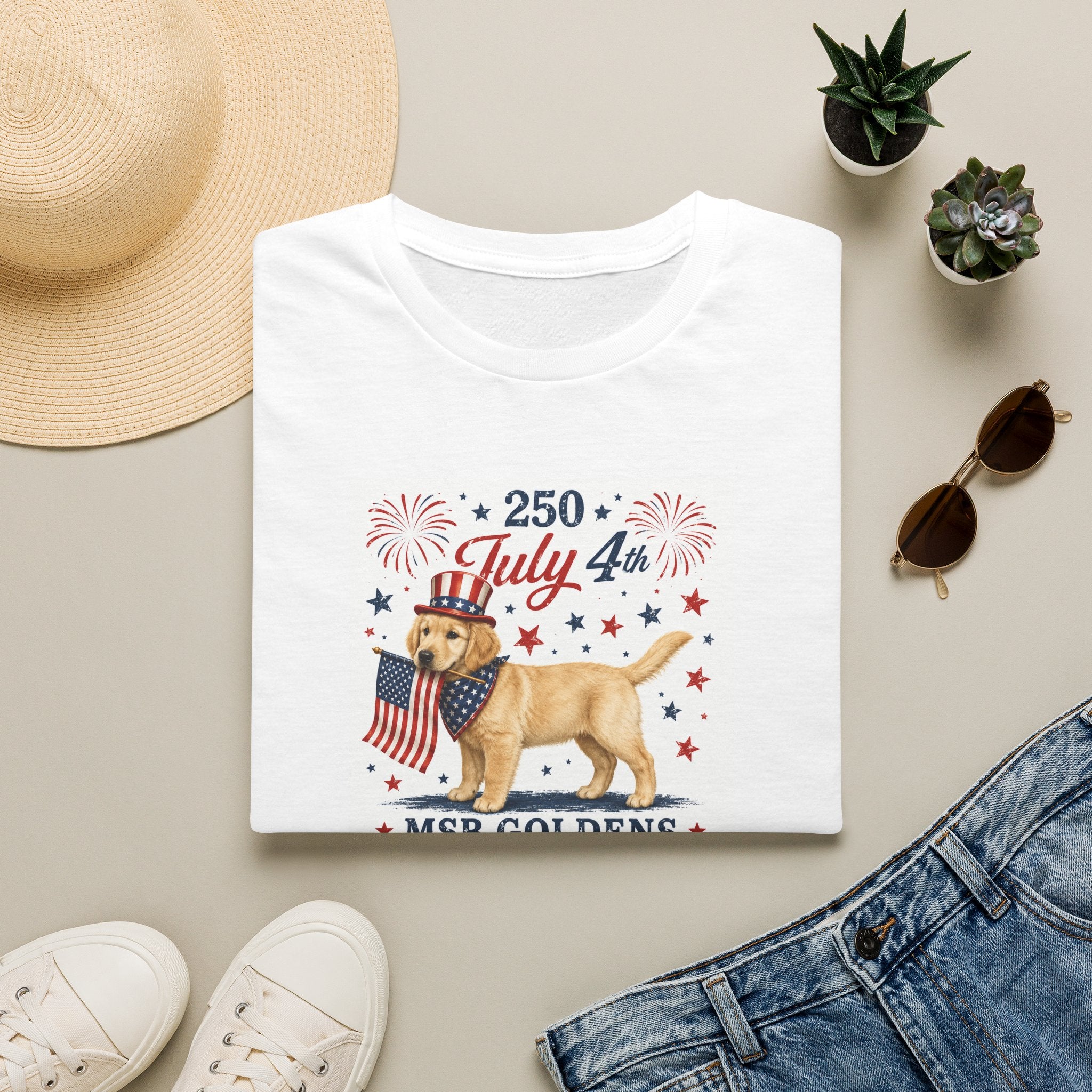 July 4th Golden Retriever T-Shirt — Patriotic Dog Graphic Tee