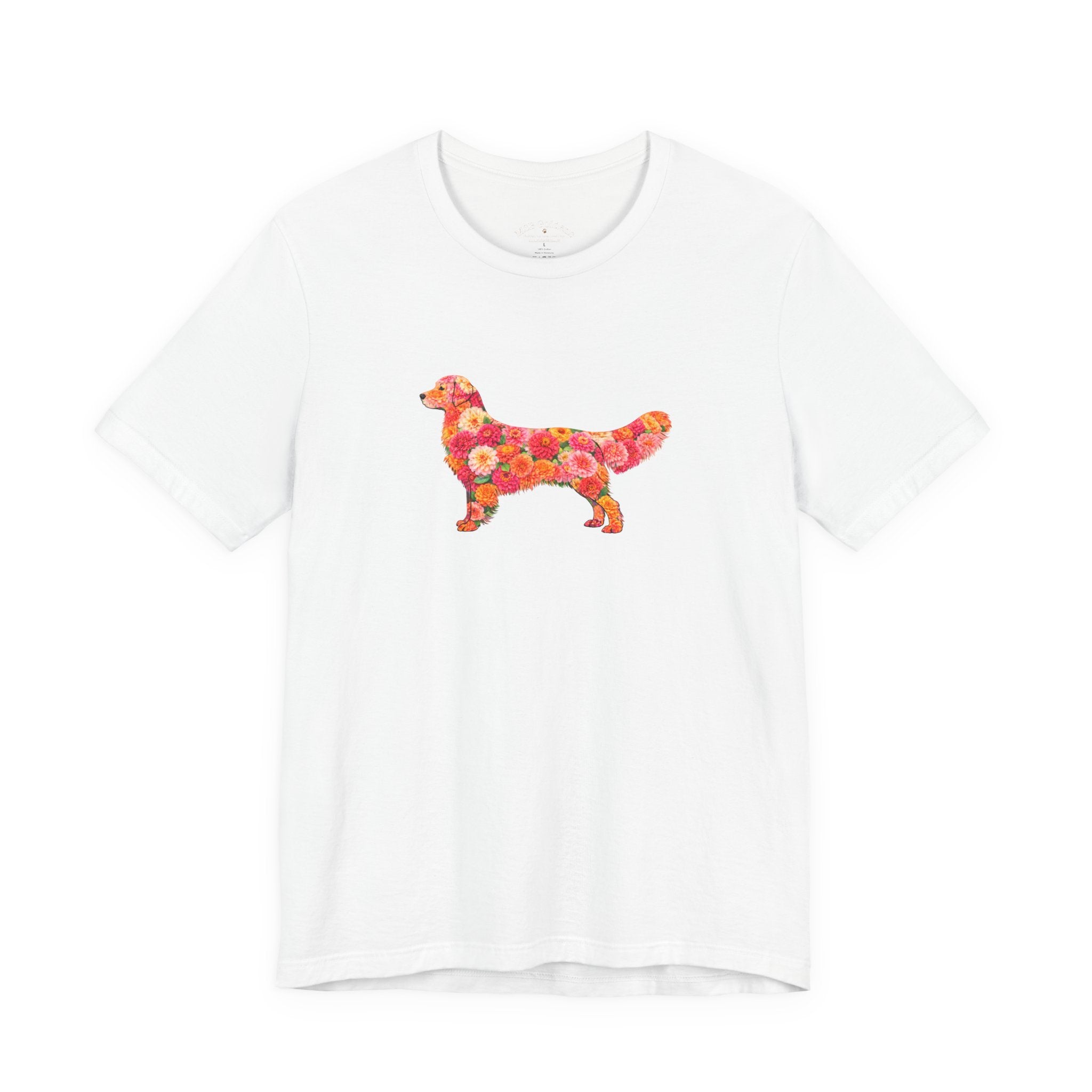 Floral Golden Retriever T-Shirt — Cute Dog Silhouette with Flower Pattern