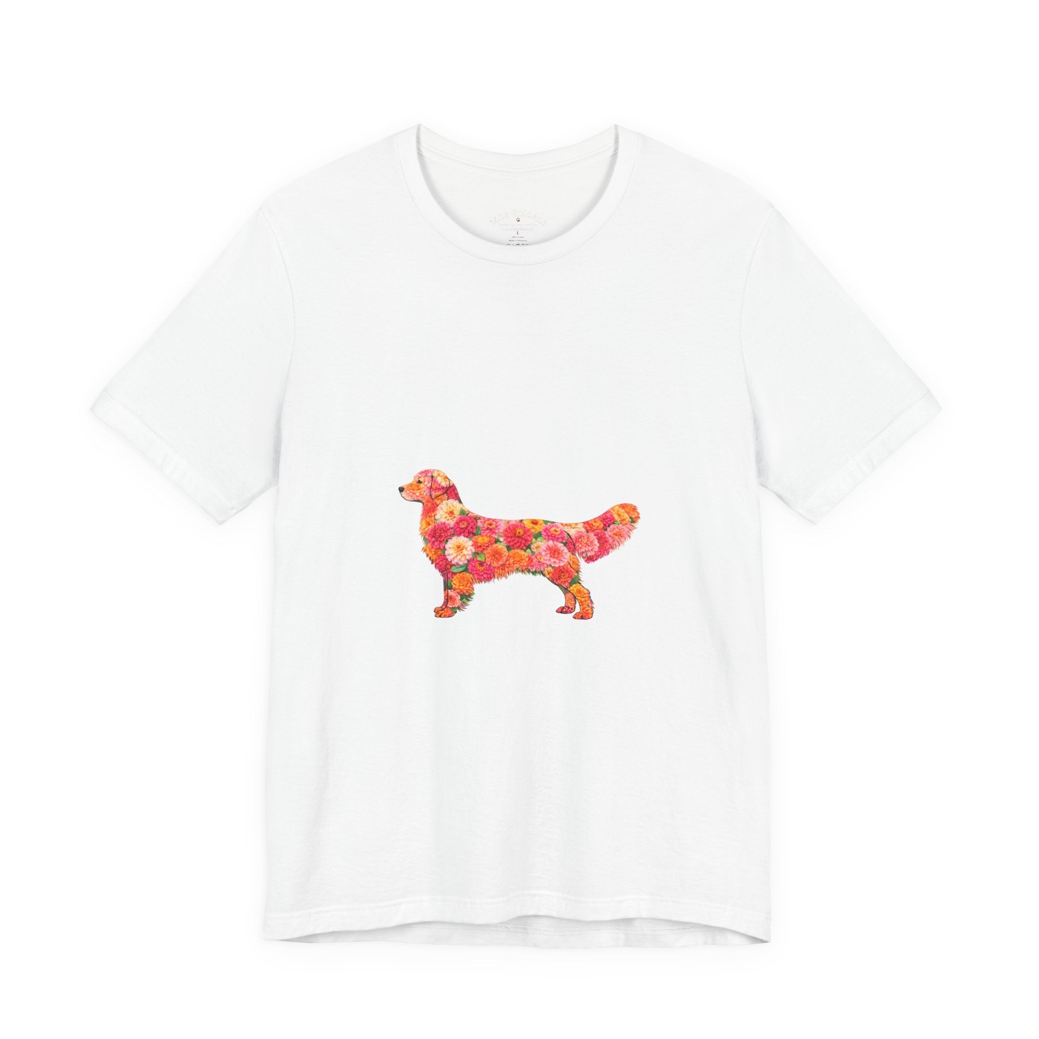 Floral Golden Retriever T-Shirt — Cute Dog Silhouette with Flower Pattern