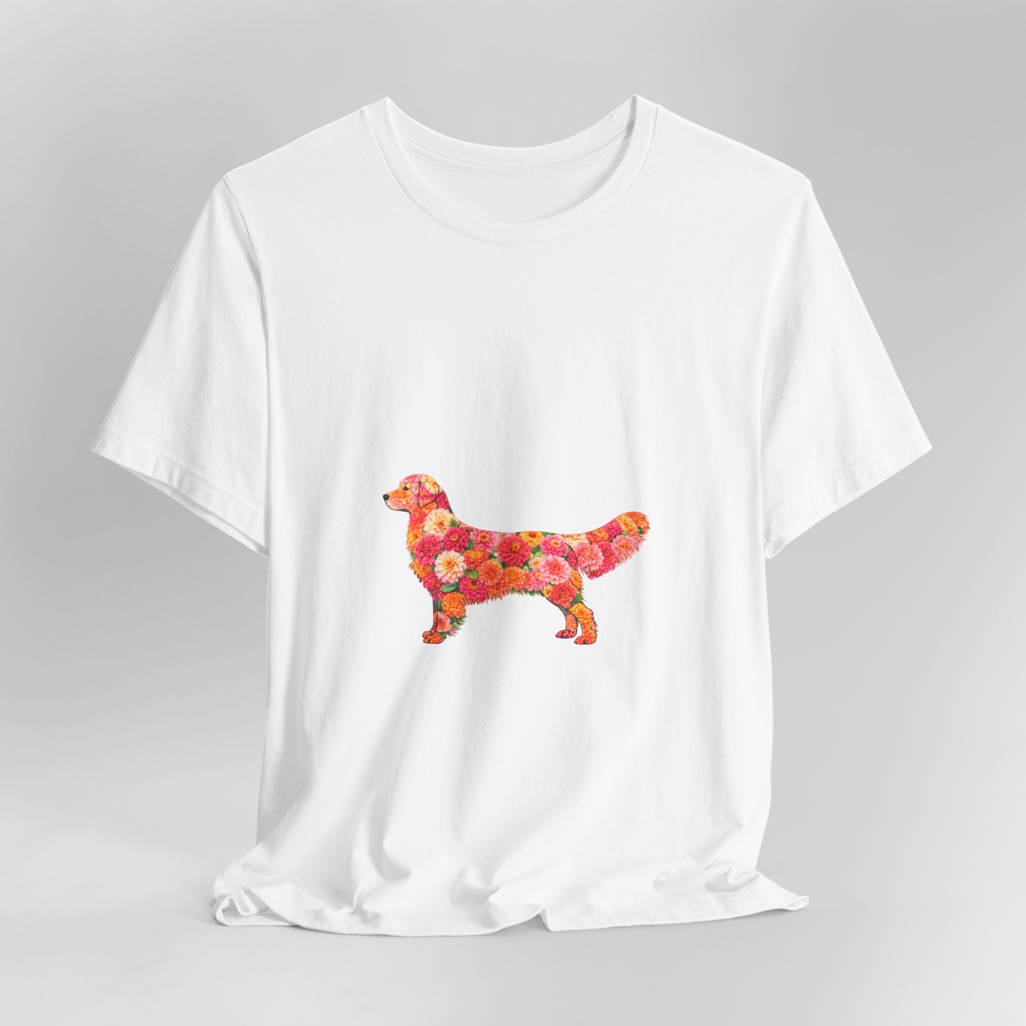 Floral Golden Retriever T-Shirt — Cute Dog Silhouette with Flower Pattern