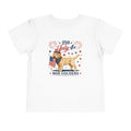 4th of July Golden Retriever Toddler Tee – Patriotic Puppy with Flag