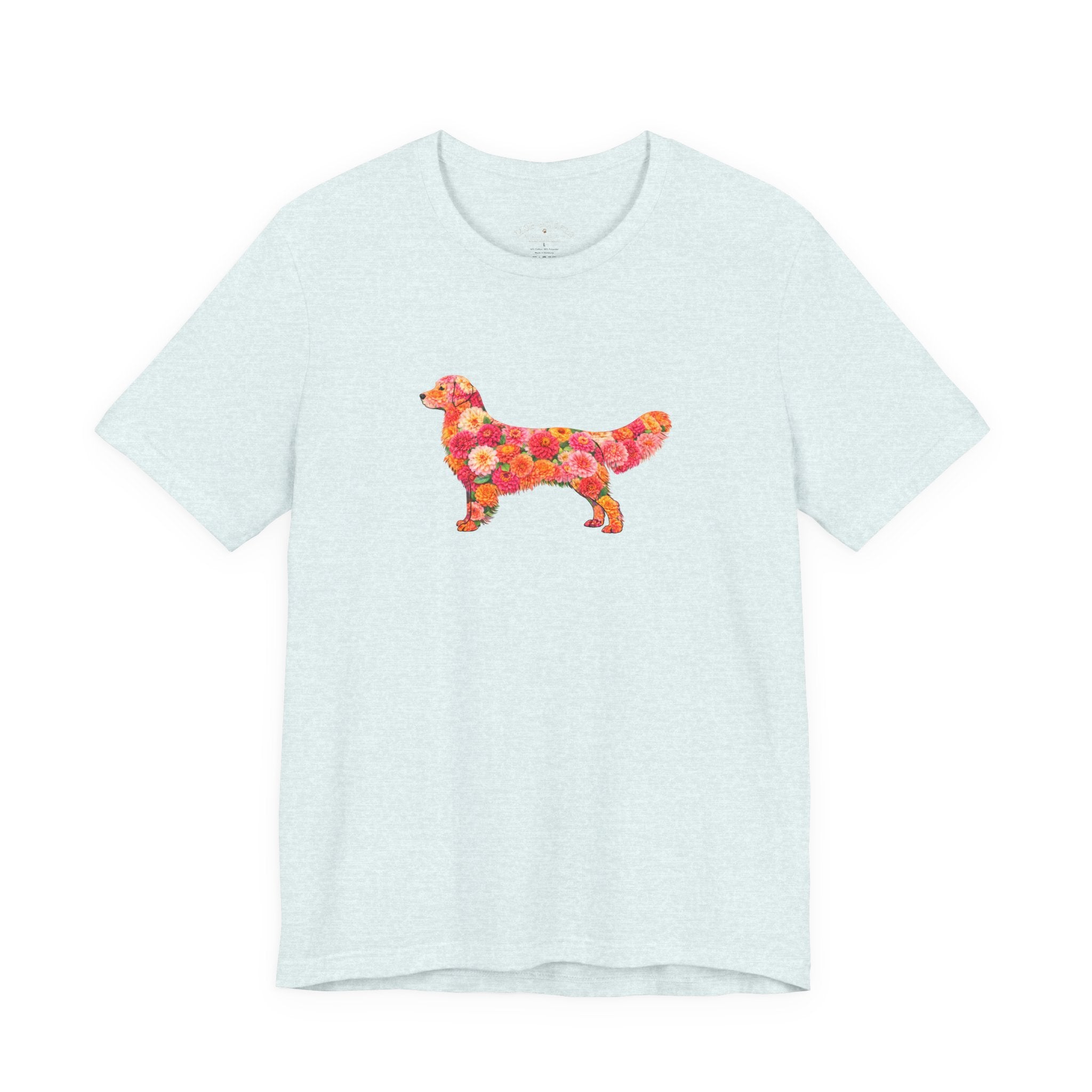 Floral Golden Retriever T-Shirt — Cute Dog Silhouette with Flower Pattern