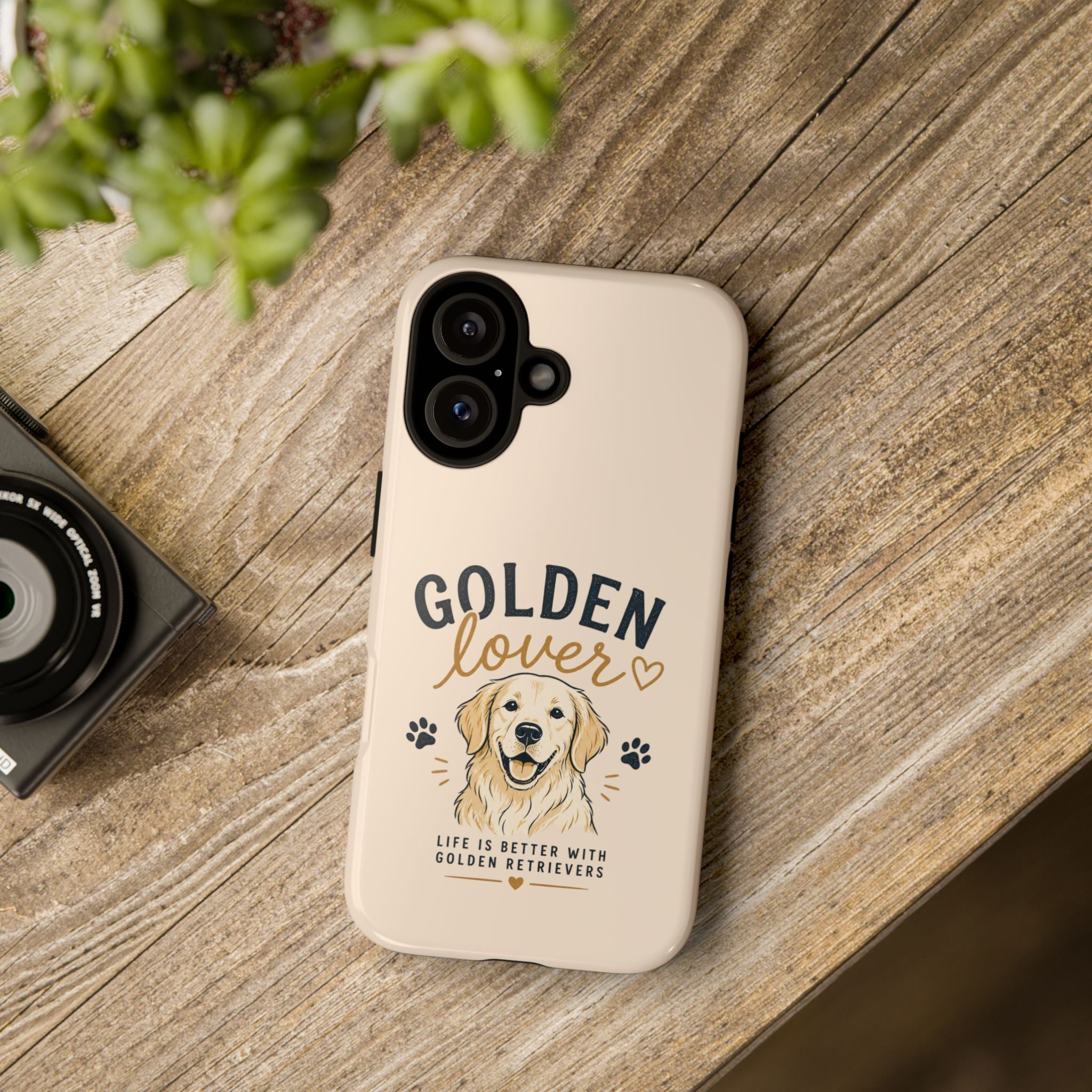 Golden Lover Phone Case — "Life Is Better with Golden Retrievers" Protective Tough Case
