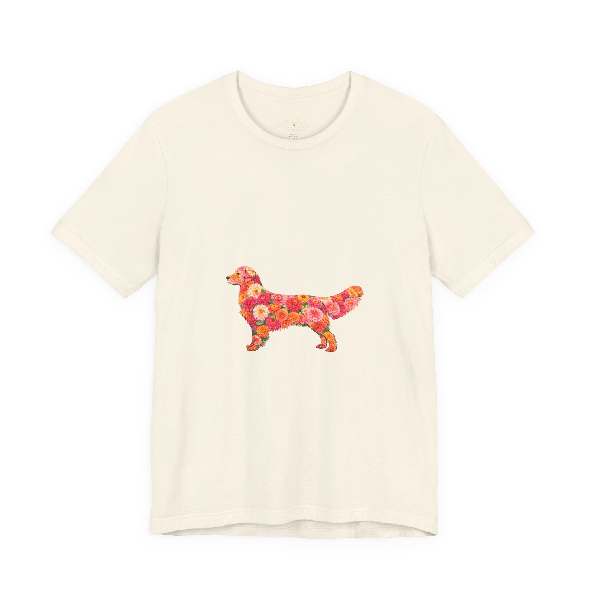 Floral Golden Retriever T-Shirt — Cute Dog Silhouette with Flower Pattern
