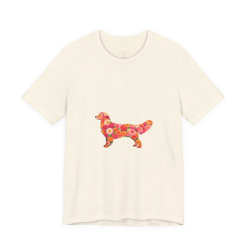 Floral Golden Retriever T-Shirt — Cute Dog Silhouette with Flower Pattern