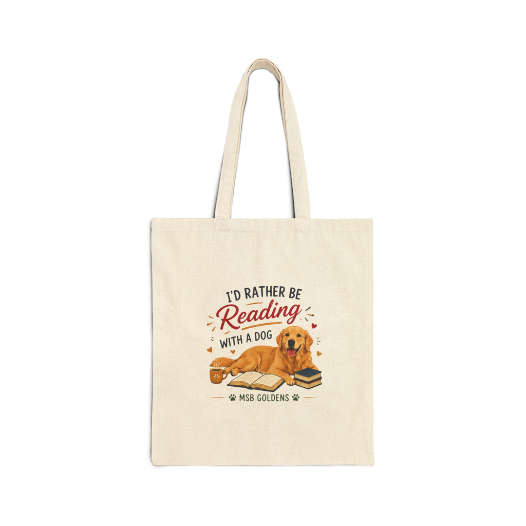 Cotton Canvas Tote Bag, I'd Rather Be Reading with a Dog