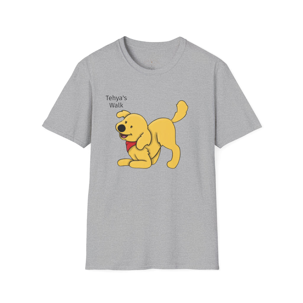 Cute Dog Cartoon T-Shirt — "Tehya's Walk" Cute Yellow Puppy Tee
