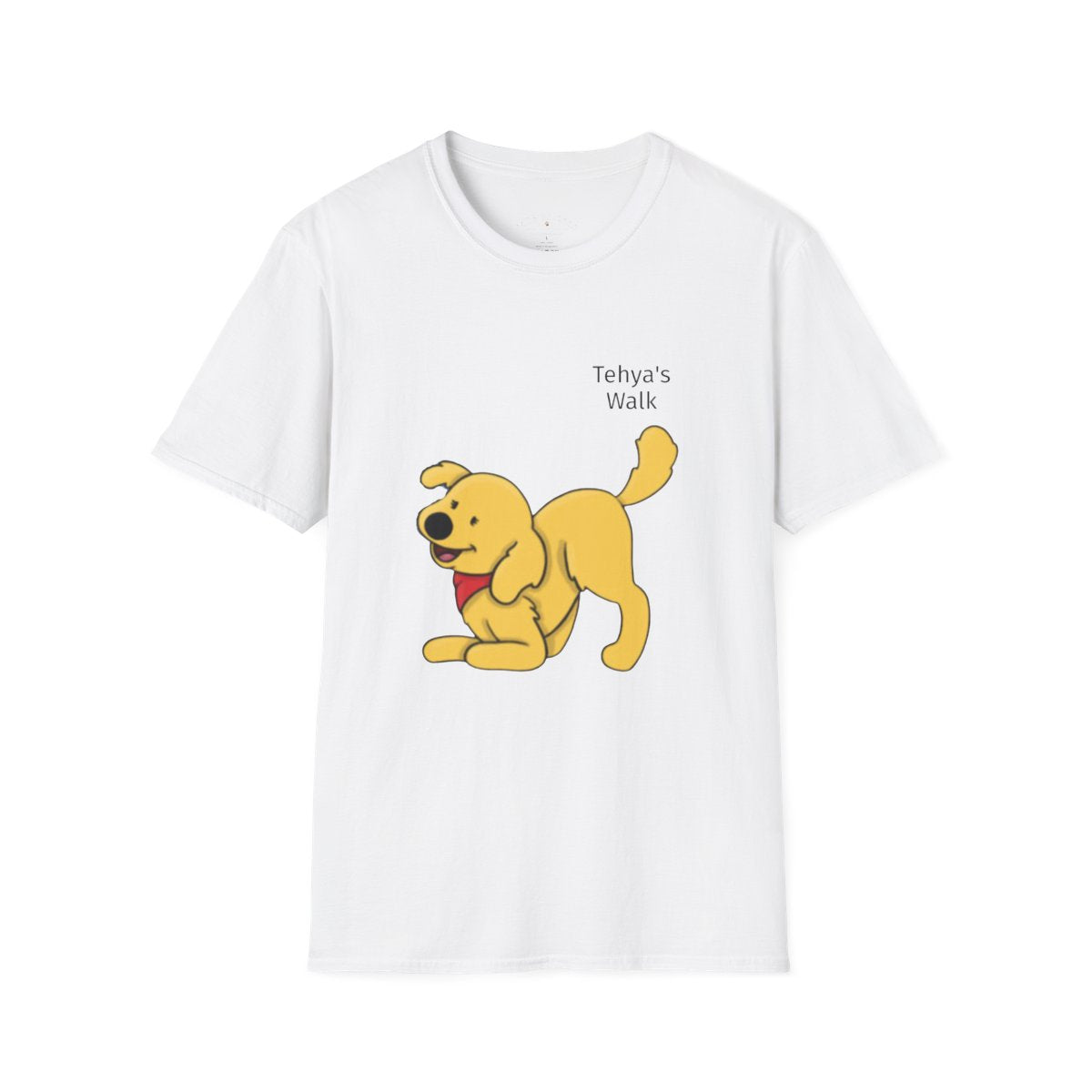 Cute Dog Cartoon T-Shirt — "Tehya's Walk" Cute Yellow Puppy Tee